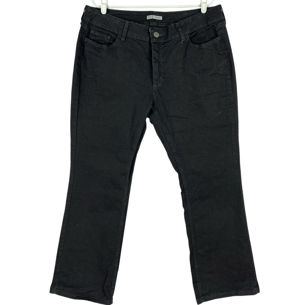 RIDERS Women's Stretch Black Denim Jeans Size 16W Relaxed High Rise Tapered Leg
